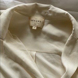 Sezane ivory silk blouse xs